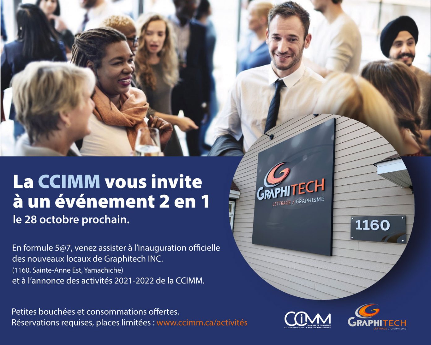 Événement 2 en 1:  Annonce des activités 2021-2022 de la CCIMM et inauguration des nouveaux locaux de Graphitech.